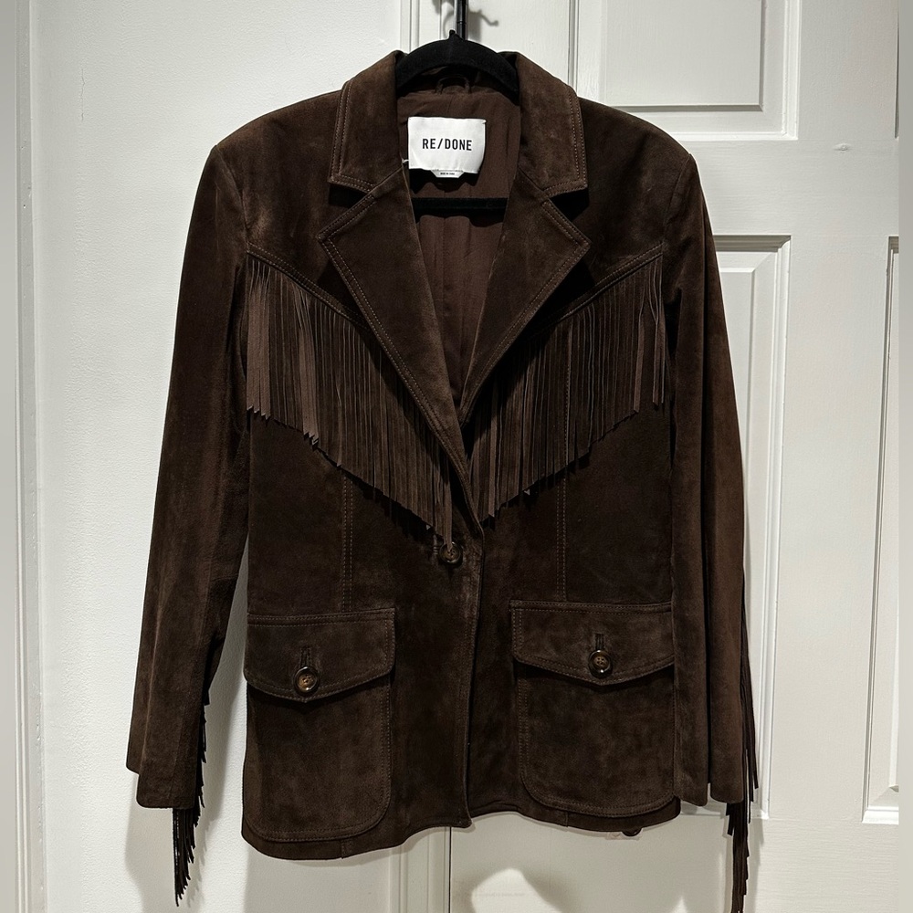 Re/Done suede fringe blazer